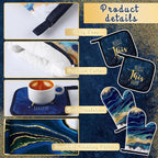 Bencailor 6 Pcs Marble Kitchen Decor Gold Pot Holders Oven Mitts 2 Dish Towels - Image 5