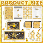 Fourluoo 10 Pcs Bee Themed Kitchen Decor Set Dish Towels Kitchen Rugs Oven - Image 3