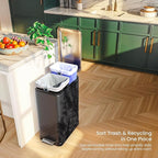 Home Zone Living 13 Gallon Slim Dual Compartment Kitchen Trash Can, Soft-Close - Image 4