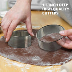 Cookie Cutter Set, Measuring 2'', and 4'', Round Metal Baking Rings - Image 3