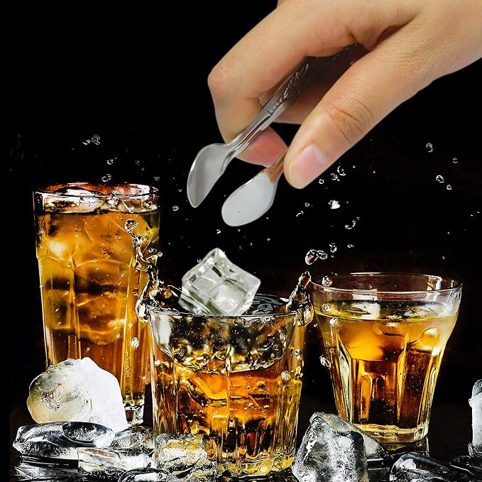 3PCS Mini Serving Tongs, 4Inch Rose Stainless Steel Sugar Cube Tongs, Sliver - Image 3