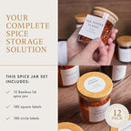 Glass Spice Jars with Labels-12 Pack- 6.8oz- 360 Labels- Spice Containers with - Image 2