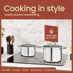 Stainless Steel Stockpot with Tempered Glass Lid 8 Quart, Durable 18/0 - Image 3