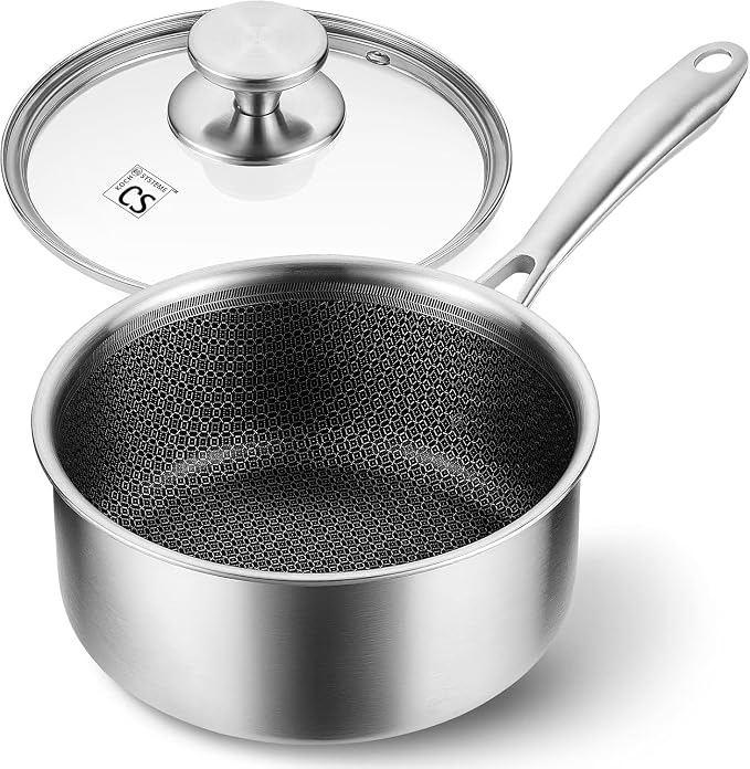 KOCH SYSTEME CS Hybrid Nonstick Stainless Steel Sauce Pan 3QT, Tri-ply by KOCHSYSTEMECS