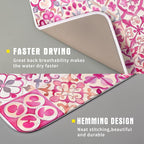 Pink Mexican Tiles Dish Drying Mat Absorbent Microfiber Dish Drying Pad - Image 3