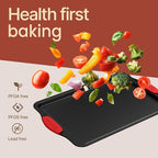 Baking Pan Set – 3 Piece Cookie Sheet – Deluxe Black Non-Stick Carbon Steel – - Image 7