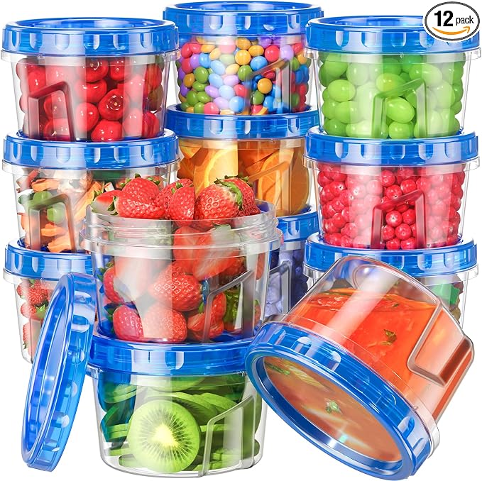 BiuLeon 12 Pack-17oz Freezer Storage Containers, Plastic Food Storage Containers by Unknown