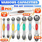 8 Pcs Magnetic Measuring Spoons Set Stainless Steel – Magnet Measuring Spoons - Image 2