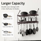 KES 30-Inch Oiled Bronze Pot Rack Wall Mounted, 2-Tier Hanging Pot and Pan - Image 3