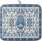 Blue Floral Dish Drying Mat for Kitchen Counter 16x18 Chinoiserie Flower Print by Aytipun