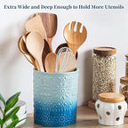 LOVECASA Extra Large Kitchen Utensil Holder, 7.2" Ceramic Farmhouse Utensil - Image 3