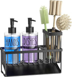 MASADI Kitchen Sink Caddy with Dish Soap Dispenser Set, 12OZ Glass Bottle - Image 8