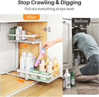 PXRACK Under Sink Organizer, Adjustable Height, 2 Tier Pull Out Under Cabinet - Image 4