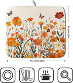 Fall Orange Wildflower Dish Drying Mat - Image 2