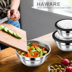 HaWare Mixing Bowls with Airtight Clear Lids, 6-Piece Stainless Steel Strong - Image 7