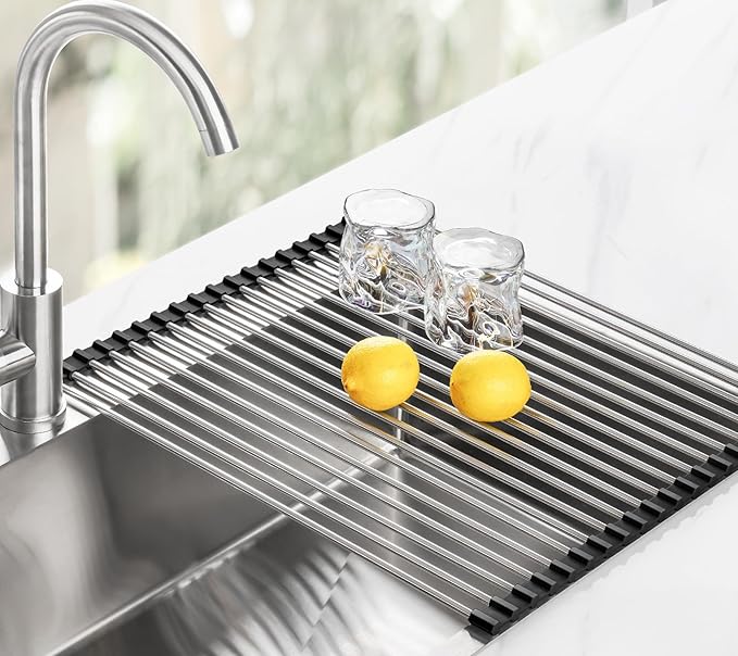 Tomorotec 21" x 15.5" Roll Up Dish Drying Rack Over Sink Drying Rack Sink Cover - Image 8