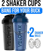 VELOMIX -2 Pack- 28 oz Protein Shaker Bottles - Image 2