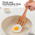 6 Pack Teak Wooden Spoons for Cooking Utensil Set Best Wood Non Toxic Spatula - Image 4