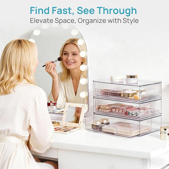 Vtopmart 12.1''W Clear Stackable Storage Drawers, 2 Pack Acrylic Plastic - Image 4