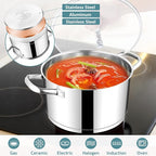 E-far 6 Quart Stock Pot with Lid, Stainless Steel Stockpot - Image 3