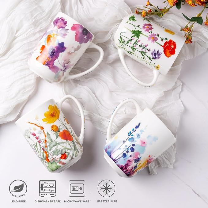 AmorArc Porcelain Tea Mug with Infuser and Lids, 18 Oz Large Cup Strainer with - Image 7