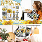 Bencailor 12 Pcs Farmhouse Sunflower Kitchen Decor and Accessories Sets 4 Black - Image 2