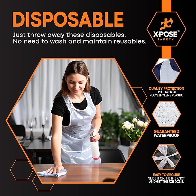 Xpose Safety 100 White Plastic Disposable Aprons - Image 4
