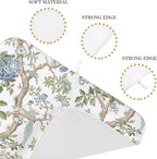 Blue Green Dish Drying Mat 18x24 Inch Chinoiserie Vintage Floral Bird Drying - Image 3