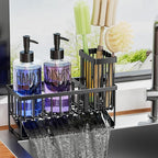 MASADI Kitchen Sink Caddy with Dish Soap Dispenser Set, 12OZ Glass Bottle - Image 6