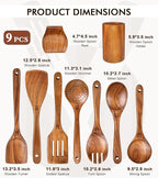 Wooden Spoons for Cooking, Comfortable Grip Wooden Cooking Utensils Set - Image 3