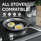 COOKER KING 8-Inch Stainless Steel Pan, Hybrid Nonstick Frying Pan, 3-Ply Clad - Image 2