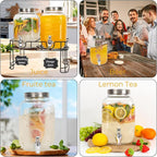Glass Drink Dispensers For Parties, 2 PACK 1 Gallon Beverage Dispenser - Image 4