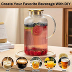 Buaic Glass Pitcher with Lid, 100 oz/ 3 Liter Classic Vertical Stripes Water - Image 5