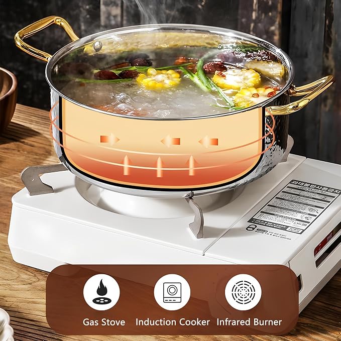 YJX 6.7QT Hammered Stock Pot - Image 8