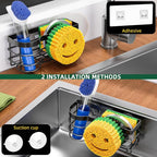 Cisily Smiley Sponge Holder for Kitchen Sink Caddy, Stainless Steel Movable - Image 3