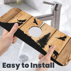 Retro Rustic Wolf Deer Forest Brown Wood Dish Drying Mat - Image 8