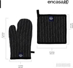 Encasa XO Heat Resistant 100% Cotton Oven Glove & Potholder Set - Image 2