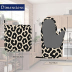 Black Leopard Print Pot Holders and Oven Mitts Set Silicone Cheetah Prints - Image 2