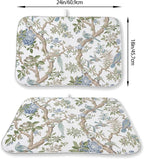 Blue Green Dish Drying Mat 18x24 Inch Chinoiserie Vintage Floral Bird Drying - Image 2