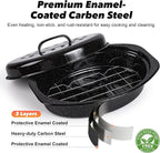 13” Roaster Pan with Lid and Rack, Small Enamel Roaster Pan with Oval Roasting - Image 4