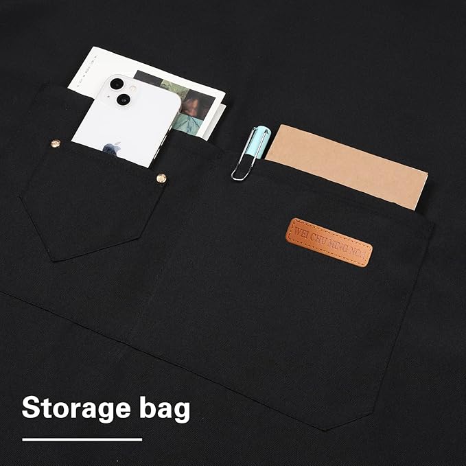 Apron for Men Women with Adjustable Straps and Large Pockets, Canvas Cotton - Image 3