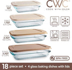 COOK WITH COLOR 8-Piece Deep Glass Baking Dish Set with Plastic Lids – - Image 2