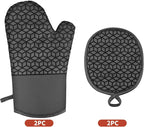 Oven Mitts and Pot Holders, 500 ℉ Heat Resistant Oven Mitts Sets, Silicone Oven - Image 7
