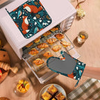 Forest Fox Animal Oven Mitts and Pot Holders Sets Green Floral Silicone Kitchen - Image 5