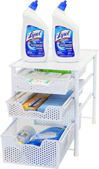 Simple Houseware 3 Tier White Alloy Steel Sliding Basket Organizer Drawer - Image 4