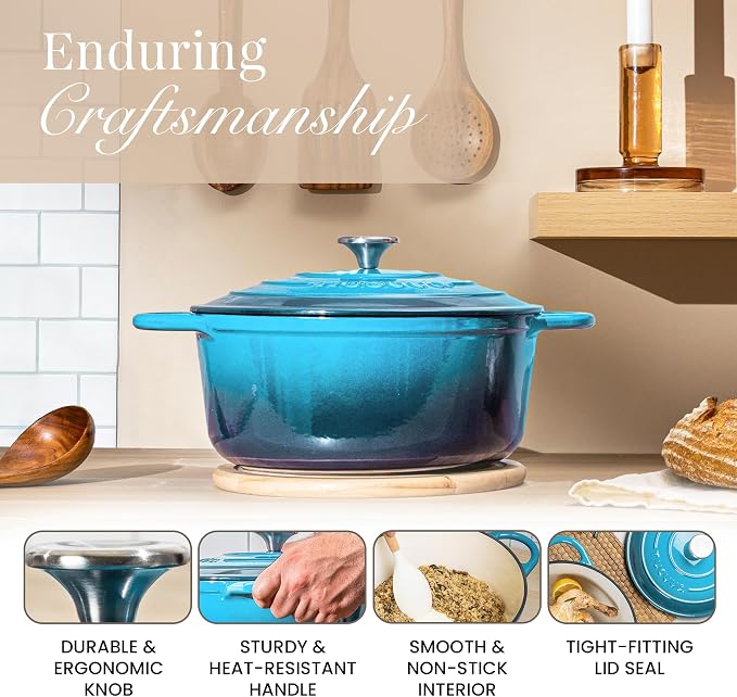 Cast Iron Pot with Lid – Non-Stick Ovenproof Enamelled Casserole Pot, Oven Safe - Image 7