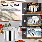P&P CHEF 10 QT Stock Pot with Lid, Stainless Steel Large Cooking Pot, Soup - Image 6