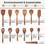 Wooden Spoons for Cooking – 13 Pcs Premium Teak Wooden Utensil Set - Image 4