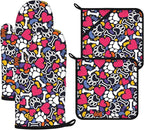 Paw Prints Oven Mitts and Pot Holders Sets 4Pcs, Extra Long Oven Gloves by VisittheDuibelproduct