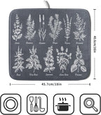 Flower Herbs Dish Drying Mat Wild Plant Dish Rack Mat - Image 2